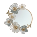 Wandspiegel rund goldfarben mit 3D-Blumendekor Amy Aktion