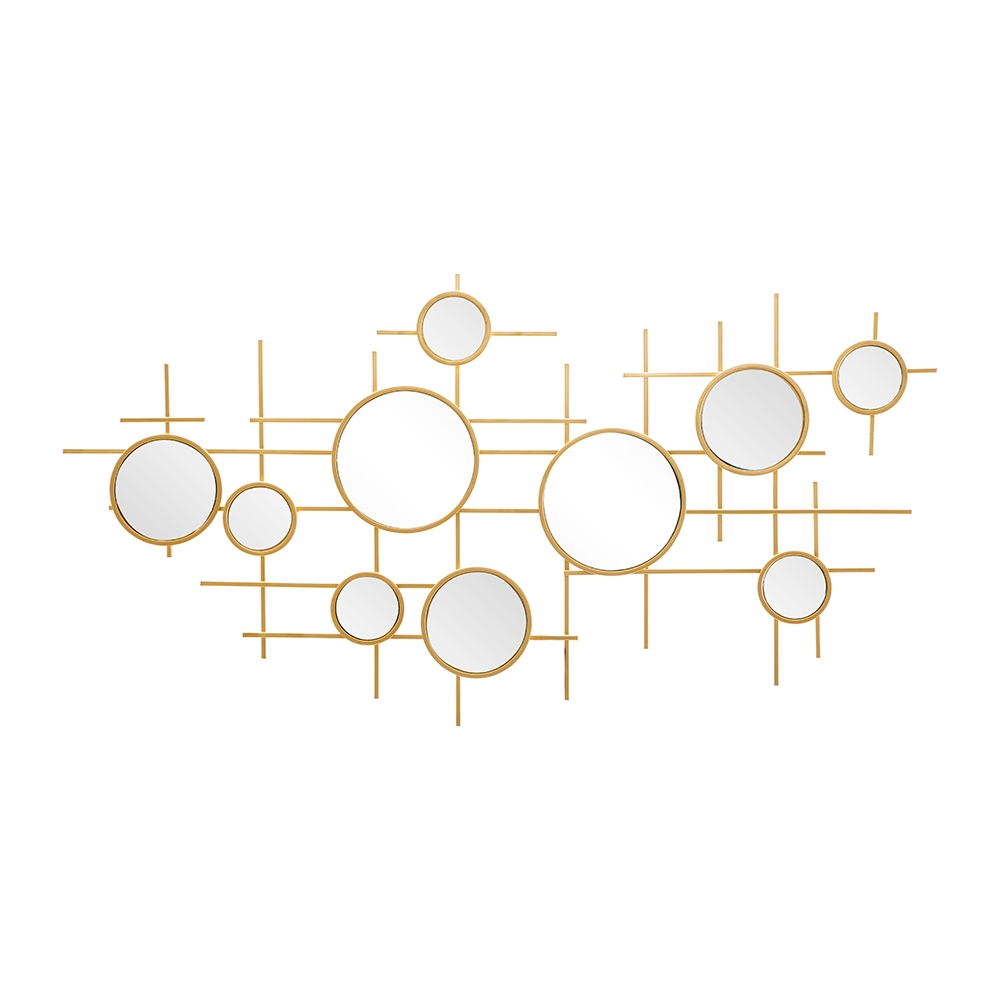 Wandspiegel geometrisch goldfarben mit mehreren runden Spiegeln 117x61cm Gloxy Aktion
