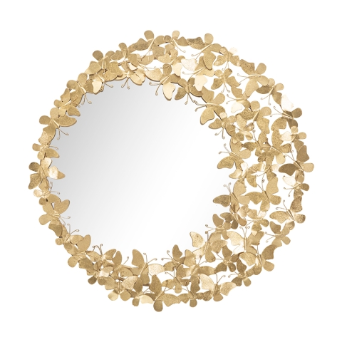 Wandspiegel rund goldfarben 3D Schmetterlinge Butterfly Wind Aktion