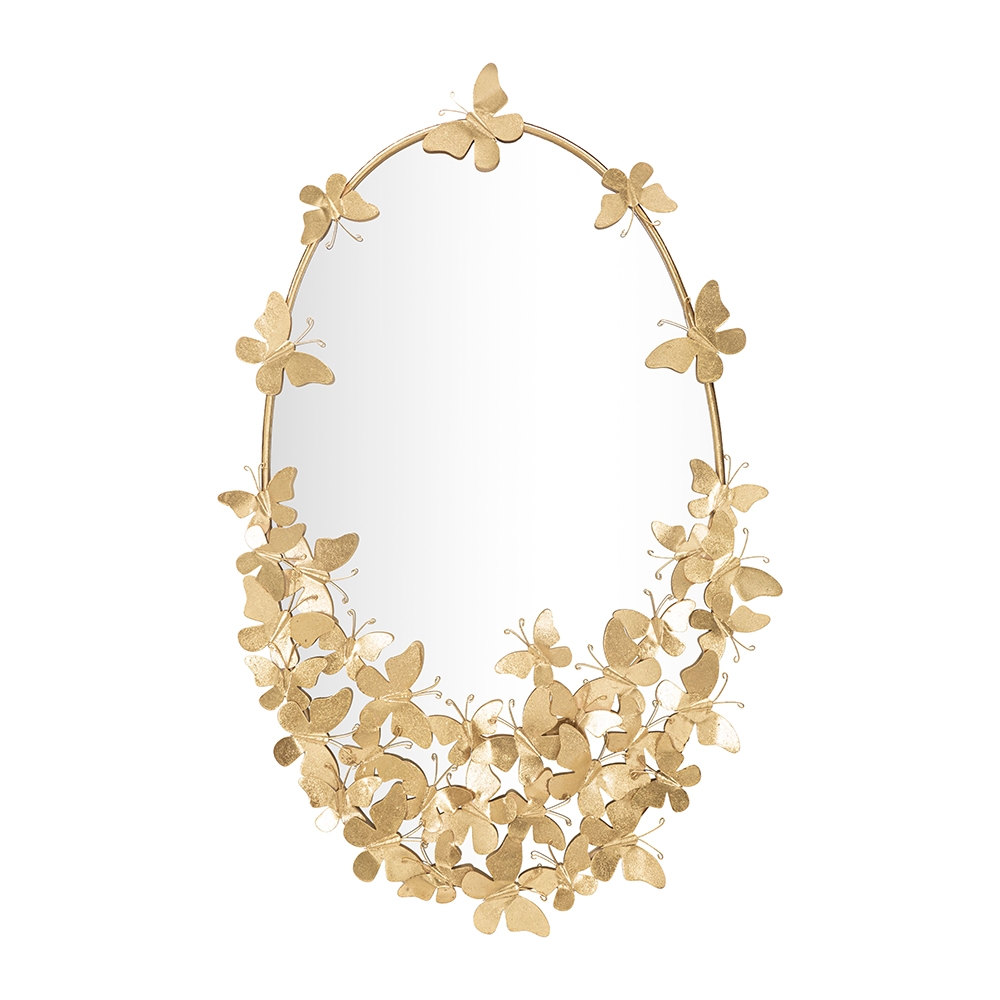 Wandspiegel oval goldfarben mit dekorativen Schmetterlingen Butterfly Wind Aktion Wandspiegel oval goldfarben mit dekorativen Schmetterlingen Butterfly Wind Aktion