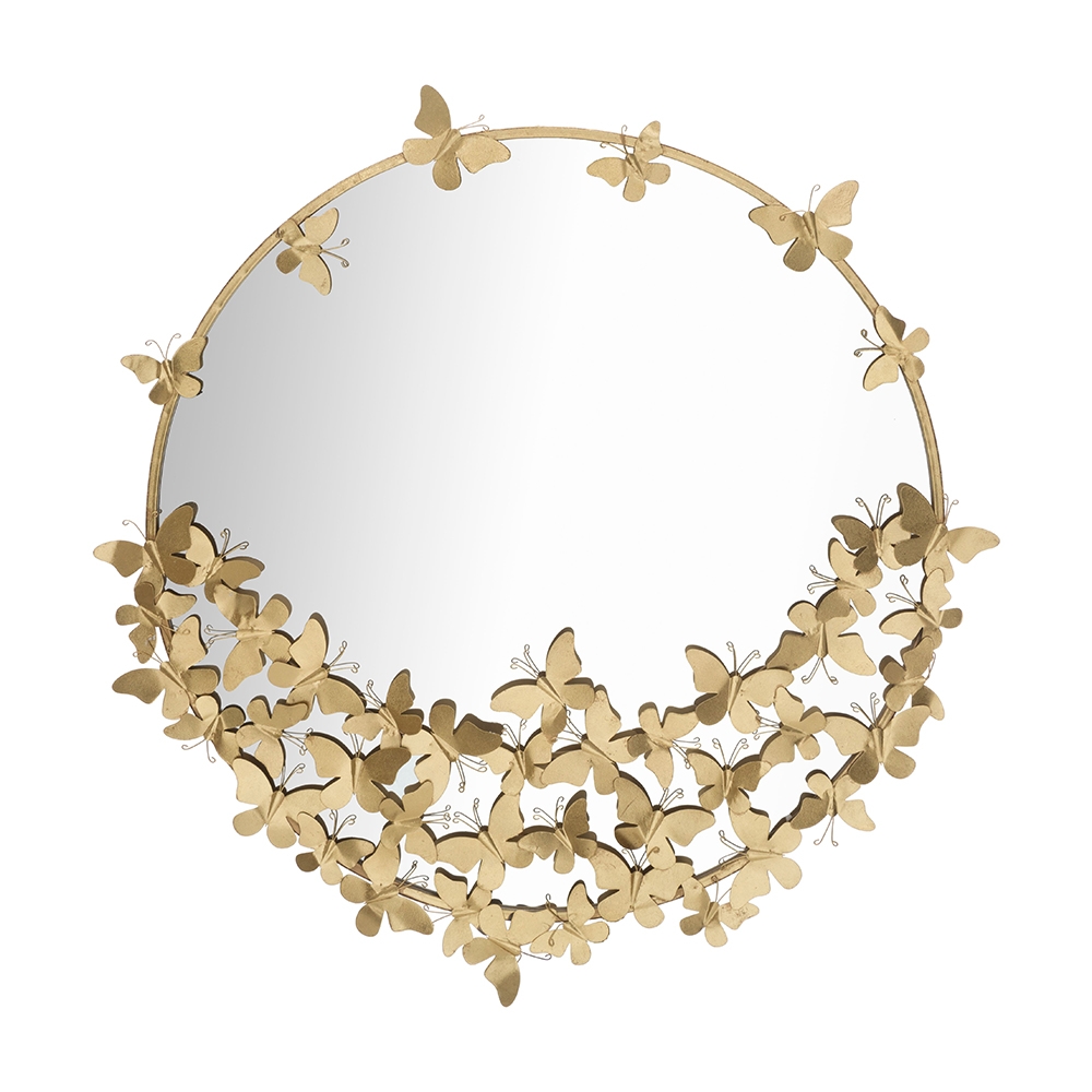 Wandspiegel rund goldfarben mit dekorativen Schmetterlingen Butterfly M Aktion Wandspiegel rund goldfarben mit dekorativen Schmetterlingen Butterfly M Aktion