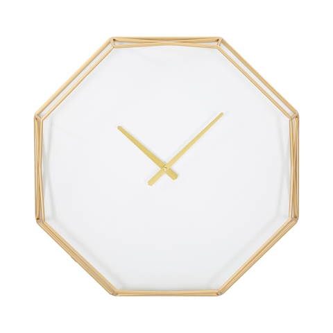 Metallene Wanduhr in goldener Achteckform Octagonal Aktion