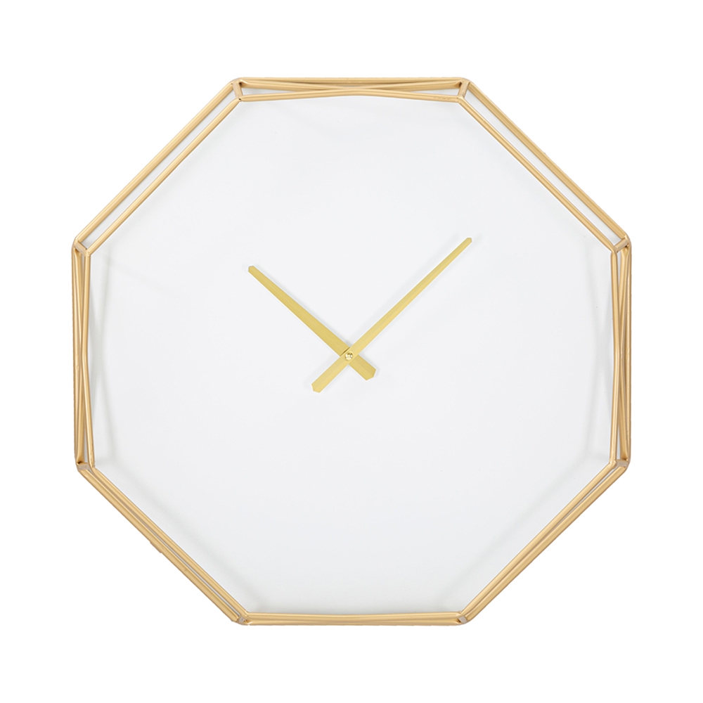Metallene Wanduhr in goldener Achteckform Octagonal Aktion