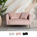 Glam 2-Sitzer Sofa aus Samt mit goldenen Füßen und zwei Kissen Bucarest-D Aktion