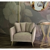 Design-Sessel für das Wohnzimmer, gepolstert, mit goldfarbenen Metallbeinen, Modell Kiev Maße
