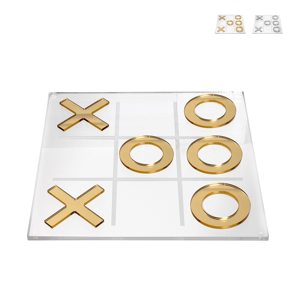 Tris Spiel aus durchsichtigem Plexiglas Gold Silber Fila 3 Aktion Tris Spiel aus durchsichtigem Plexiglas Gold Silber Fila 3 Aktion