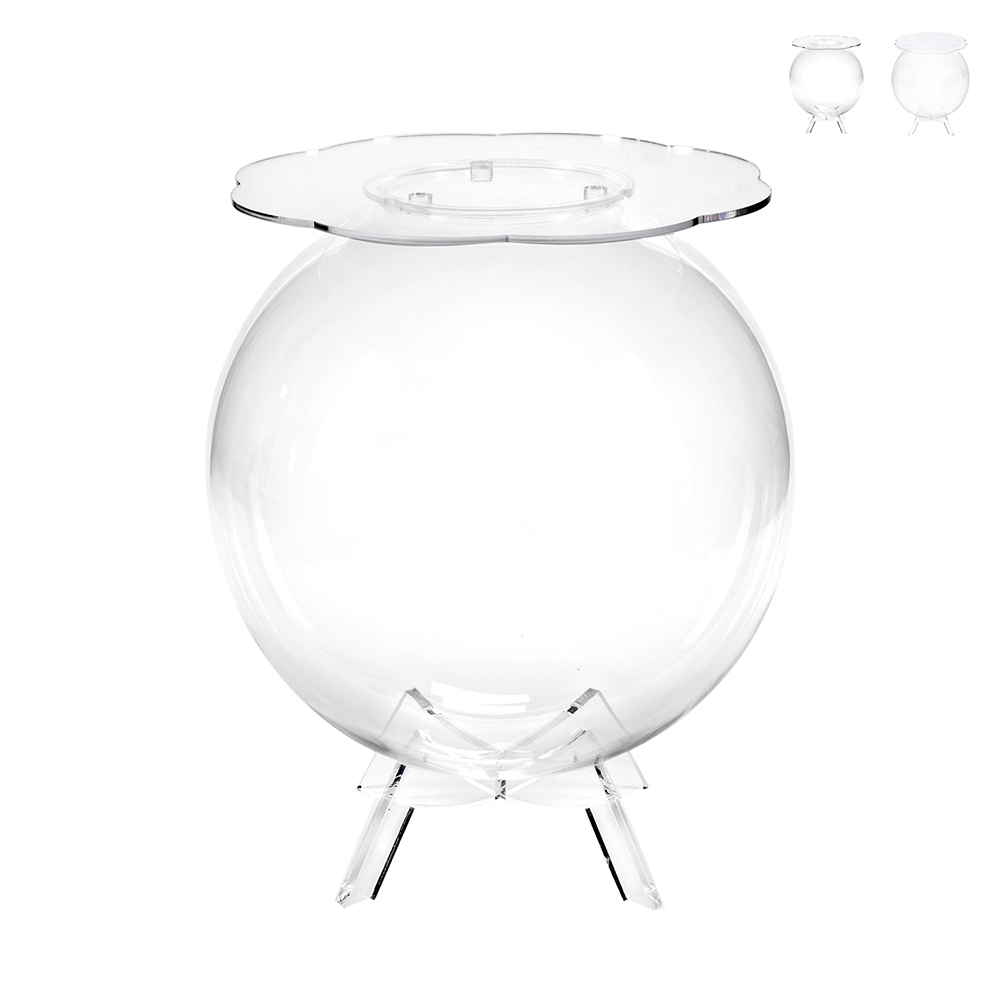 Wohnzimmertisch aus durchsichtigem Plexiglas Behälter kugelförmig Boollino Aktion Wohnzimmertisch aus durchsichtigem Plexiglas Behälter kugelförmig Boollino Aktion