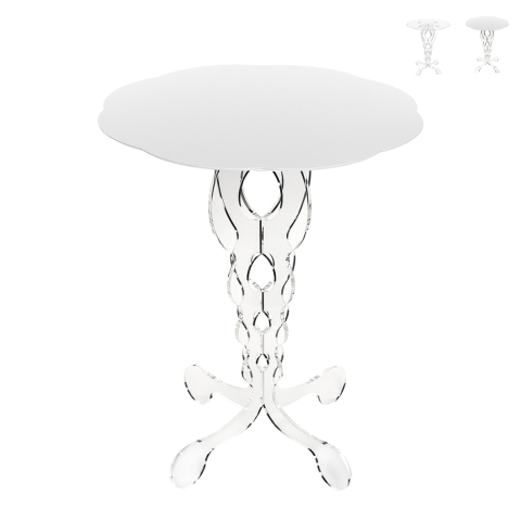 Runder hoher Couchtisch 50 cm aus transparentem Plexiglas Arabesco Medium Aktion