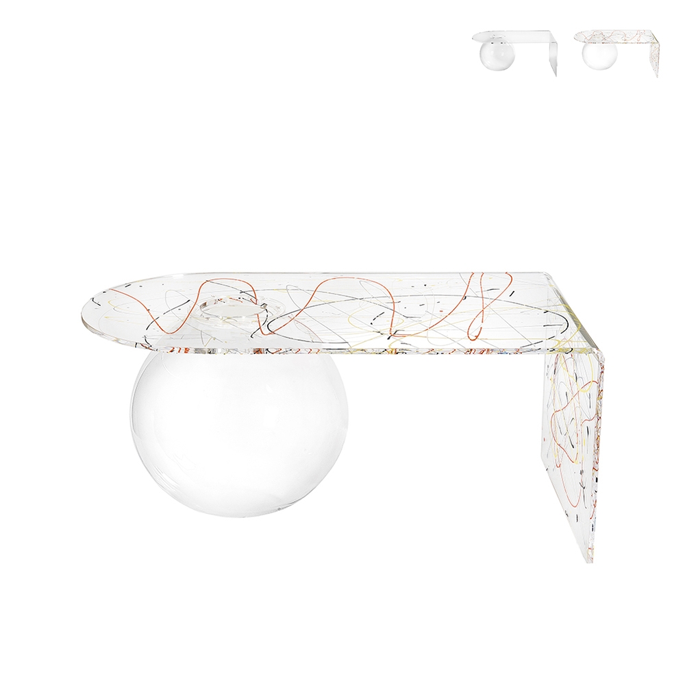 Brückentisch fürs Wohnzimmer aus klarem Plexiglas niedrig Boolla Aktion Brückentisch fürs Wohnzimmer aus klarem Plexiglas niedrig Boolla Aktion