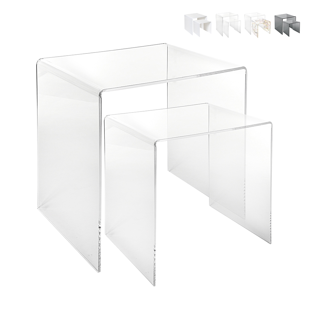 Wohnzimmertisch 2er Set modern aus klarem Plexiglas 80'S Kosten Wohnzimmertisch 2er Set modern aus klarem Plexiglas 80'S Kosten