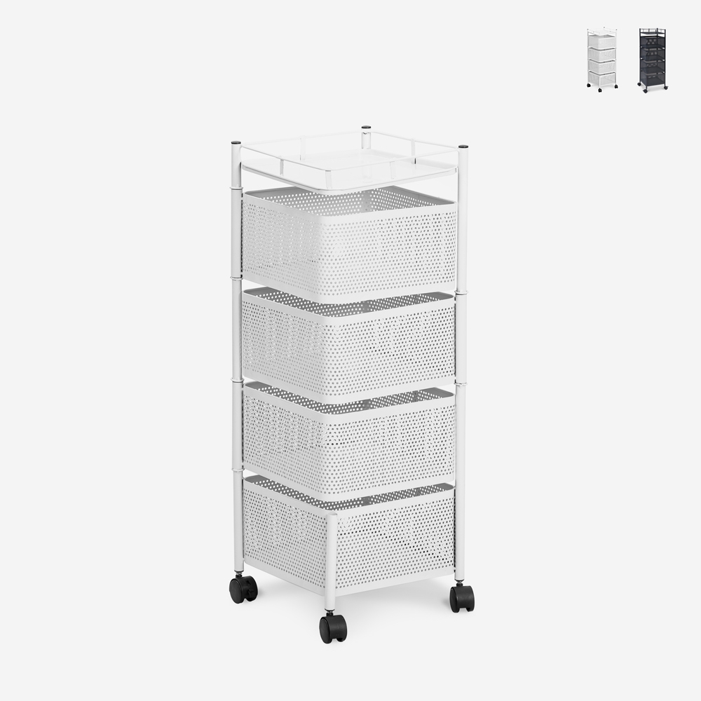 Obstwagen modern Küche mit Rädern und 4 schwenkbaren Körben Avet Rabatte Obstwagen modern Küche mit Rädern und 4 schwenkbaren Körben Avet Rabatte