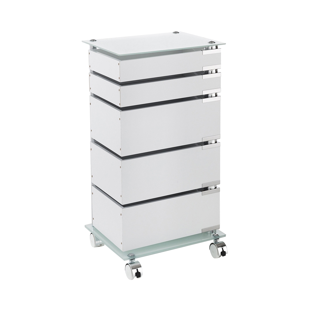Rollcontainer modern 5 Schubladen und Glasablage Easy 5/C