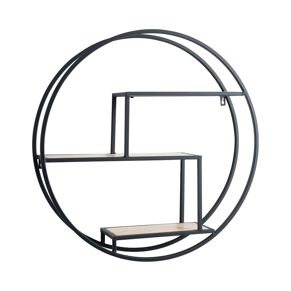 Wandregal rund aus Metall und Eiche Ø60cm mit 3 Ablagen Vanity Aktion Wandregal rund aus Metall und Eiche Ø60cm mit 3 Ablagen Vanity Aktion