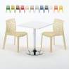 Weiß Quadratisch Tisch und 2 Stühle Farbiges Polypropylen-Innenmastenset Grand Soleil Gruvyer Cocktail
