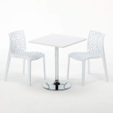 Weiß Quadratisch Tisch und 2 Stühle Farbiges Polypropylen-Innenmastenset Grand Soleil Gruvyer Cocktail 
