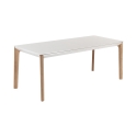 Esstisch ausziehbar modern 120-180x80cm weiß und Holz Komodo Verkauf