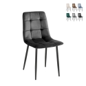 Wohnzimmer- Küchenstühle 4er Set gesteppt Samt Corfù 