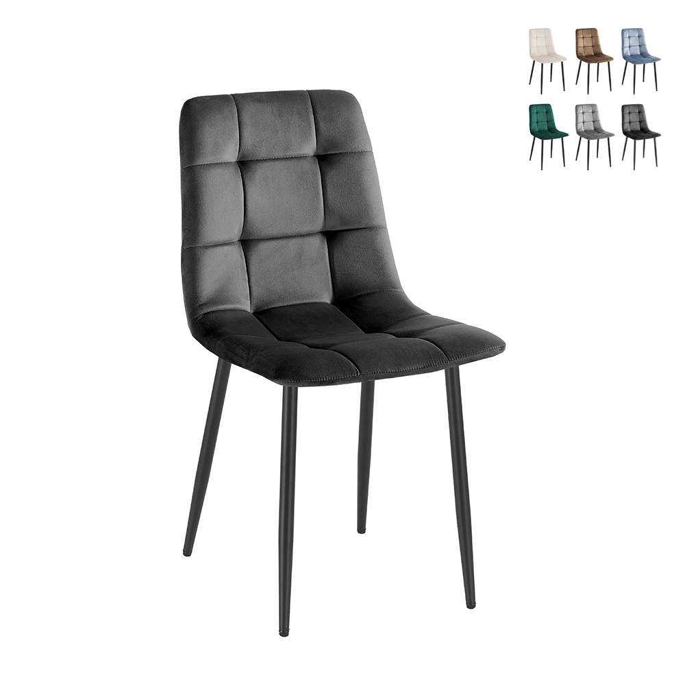 Wohnzimmer- Küchenstühle 4er Set gesteppt Samt Corfù 