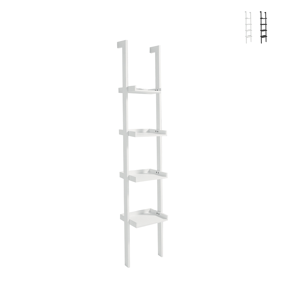 Wandbücherregal weiß modern mit 4 Einlegeböden h180cm Little Peoria