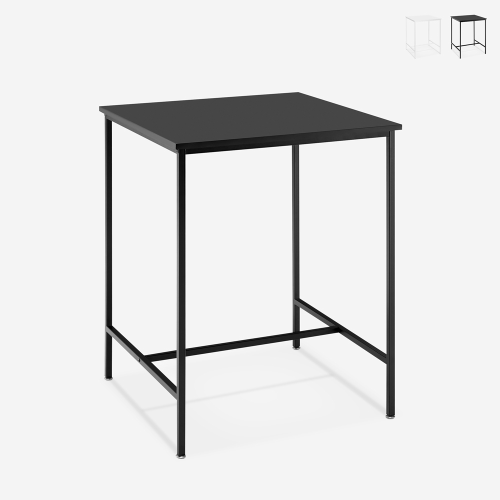 Tisch 70x70cm hoch für Bar Küche Bistrot aus Metall in schwarz und weiß Zakis