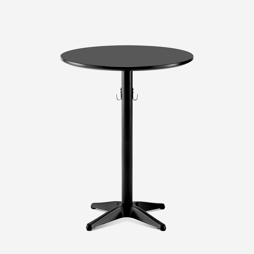 Stehtisch rund 70x105cm schwarz mit Taschenhaken Engys+