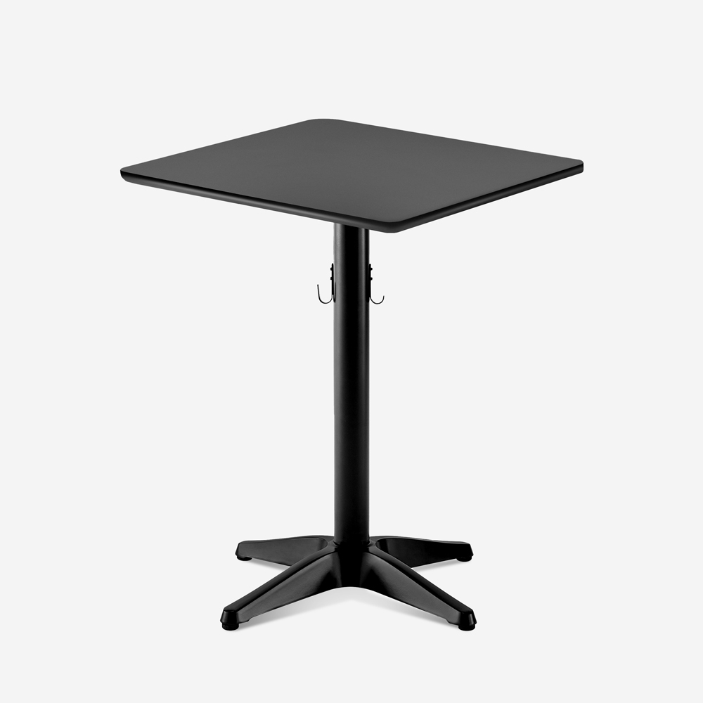 Tisch schwarz für Restaurant Bar 70x70cm modern mit Taschenhaken Jotor