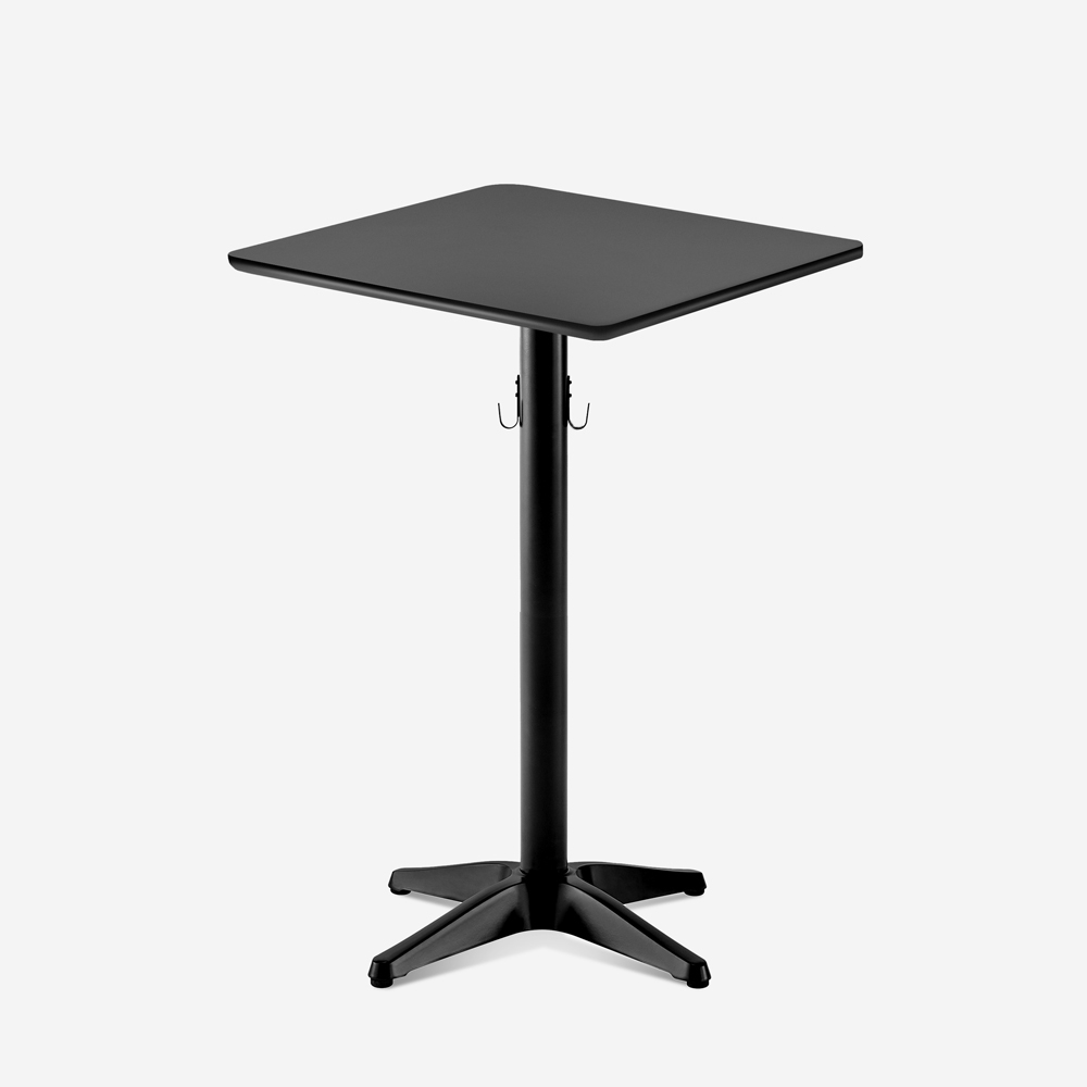Stehtisch 70x70x105cm schwarz für Bar-Bistro mit Taschenhaken Jotor+