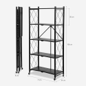 Küchenregal klappbar 5 Böden aus Metall mit Rädern Kerry XL Lagerbestand