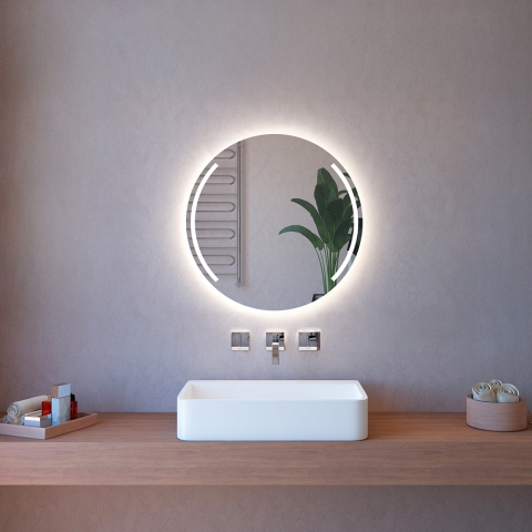 Badezimmerspiegel 75cm rund mit LED-Hintergrundbeleuchtung und Bluetooth ETR129-S Aktion