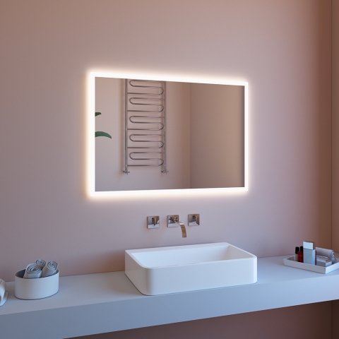 Badezimmerspiegel poliert mit Hintergrundbeleuchtung 80x60 mit LED und Bluetooth ETR127-S Aktion