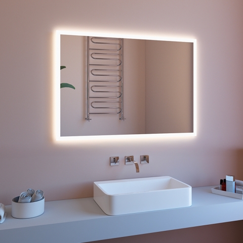 Badezimmerspiegel Antibeschlag mit LED-Hintergrundbeleuchtung 100x70 ETR127-M Aktion
