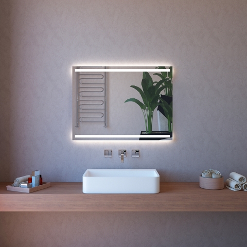 Badezimmerspiegel 100x70cm mit Hintergrundbeleuchtung und Anti-Beschlag Bluetooth ETR113 Aktion