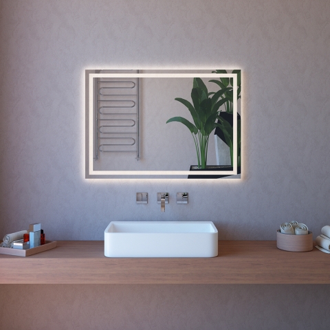 Badezimmerspiegel mit Hintergrundbeleuchtung, 100x70 mit LED ETR111 Aktion