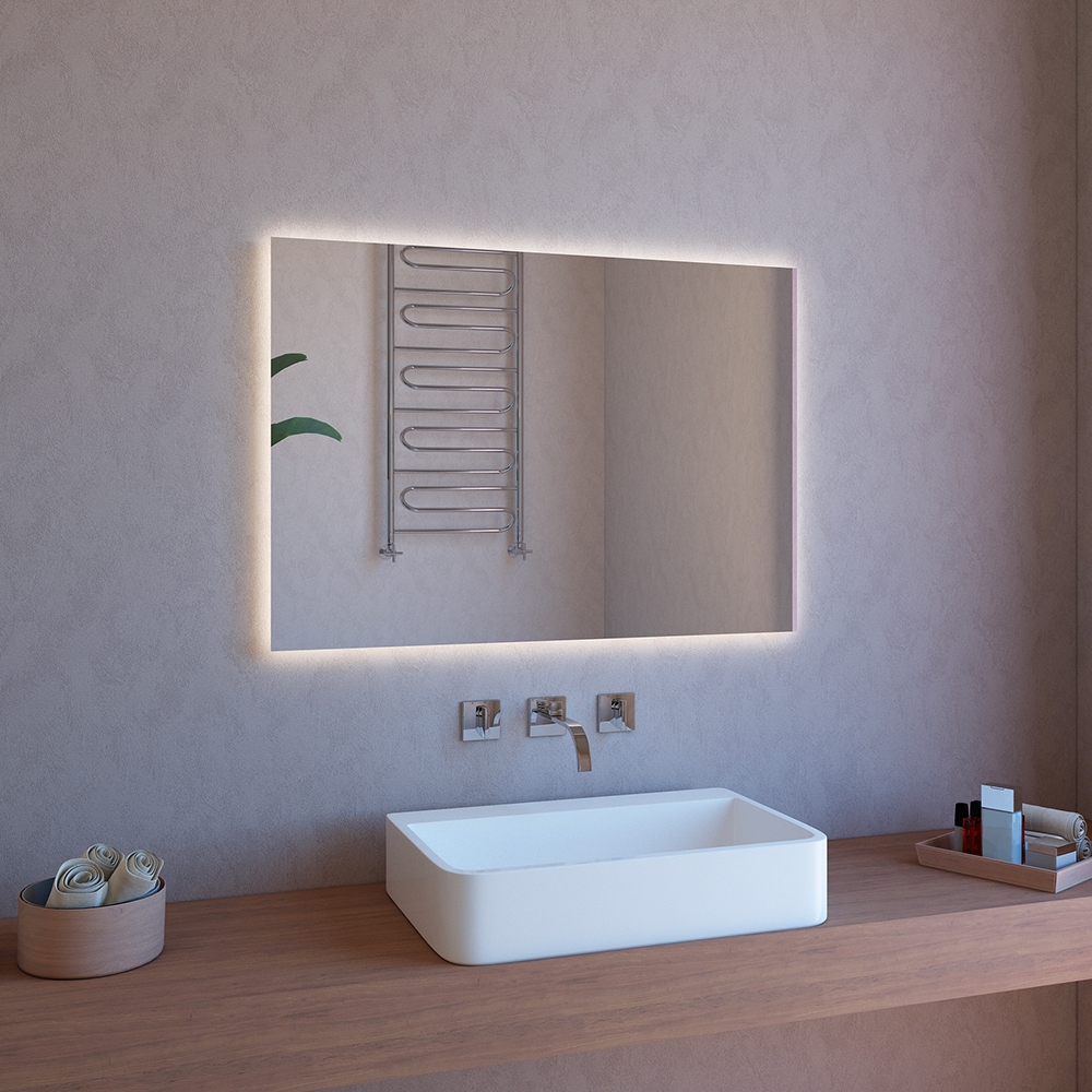 Badezimmerspiegel LED-beleuchtet 100x70cm mit Bluetooth-Lautsprecher ETR109 Aktion