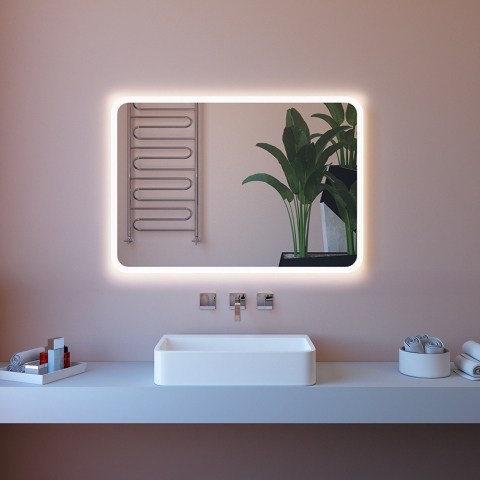 Badezimmerspiegel LED-Touch mit Hintergrundbeleuchtung 100x70cm mit Bluetooth ETR100-L Aktion