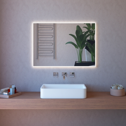 Badezimmerspiegel poliert mit beleuchtetem Touch-Licht 110x80cm ETR108 Aktion