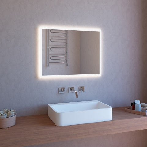 Badezimmerspiegel poliert LED-Touch mit Hintergrundbeleuchtung 80x60cm ETR106-M Aktion