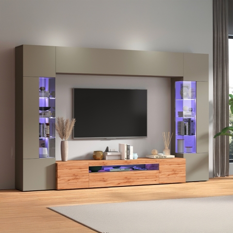 Moderne Wohnwand für Wohnzimmer mit TV-Halterung und 2 Vitrinen Egypt TW Aktion