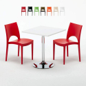 Weiß Quadratisch Tisch und 2 Stühle Farbiges Polypropylen-Innenmastenset Grand Soleil Paris Cocktail Rabatte