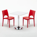 Weiß Quadratisch Tisch und 2 Stühle Farbiges Polypropylen-Innenmastenset Grand Soleil Paris Cocktail 
