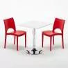 Weiß Quadratisch Tisch und 2 Stühle Farbiges Polypropylen-Innenmastenset Grand Soleil Paris Cocktail 