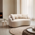 Sofa Design 2-Sitzer geschwungen beige Teddybouclé-Stoff Lazy Aktion