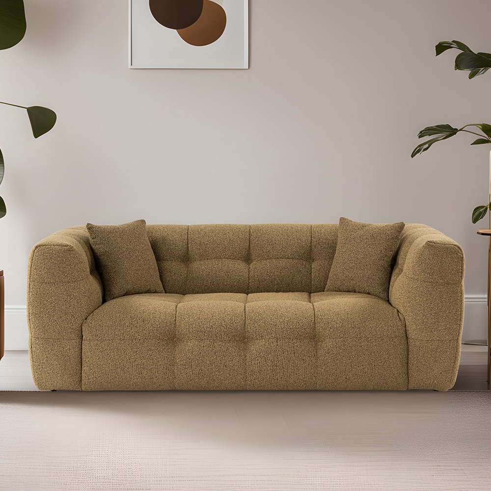   Cady 2: 2-Sitzer modernes Sofa bouclè kaki Farbe 192cm 

