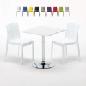 Weiß Quadratisch Tisch und 2 Stühle Farbiges Polypropylen-Innenmastenset Grand Soleil Ice Cocktail Verkauf