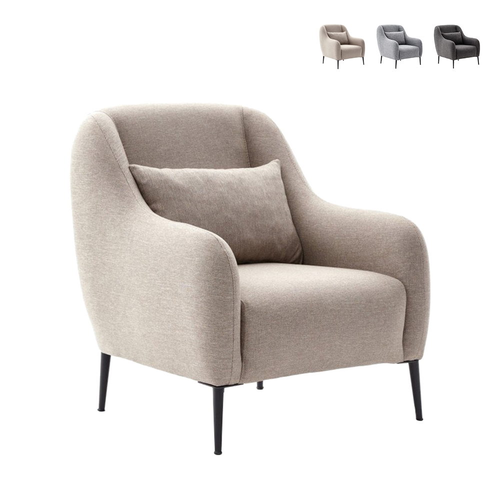 Sessel Wohnzimmer modern aus Stoff mit Kissen Venus