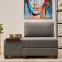 Sessel Bett Chaiselongue klappbar links aus Leinen Betty Left Modell