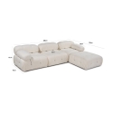 Sofa modul 4-Sitzer blau mit Samtfußhocker Bubble 3SPV Maße