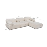 Sofa modul 4-Sitzer blau mit Samtfußhocker Bubble 3SPV Maße