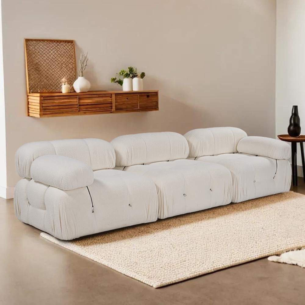 Modulares Sofa 4-Sitzer aus weißem Bouclé Bubble 3SB Aktion Modulares Sofa 4-Sitzer aus weißem Bouclé Bubble 3SB Aktion