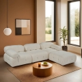 Modulsofa 4-Sitzer mit Fußhocker aus weißem Bouclé Bubble 3SPB Aktion